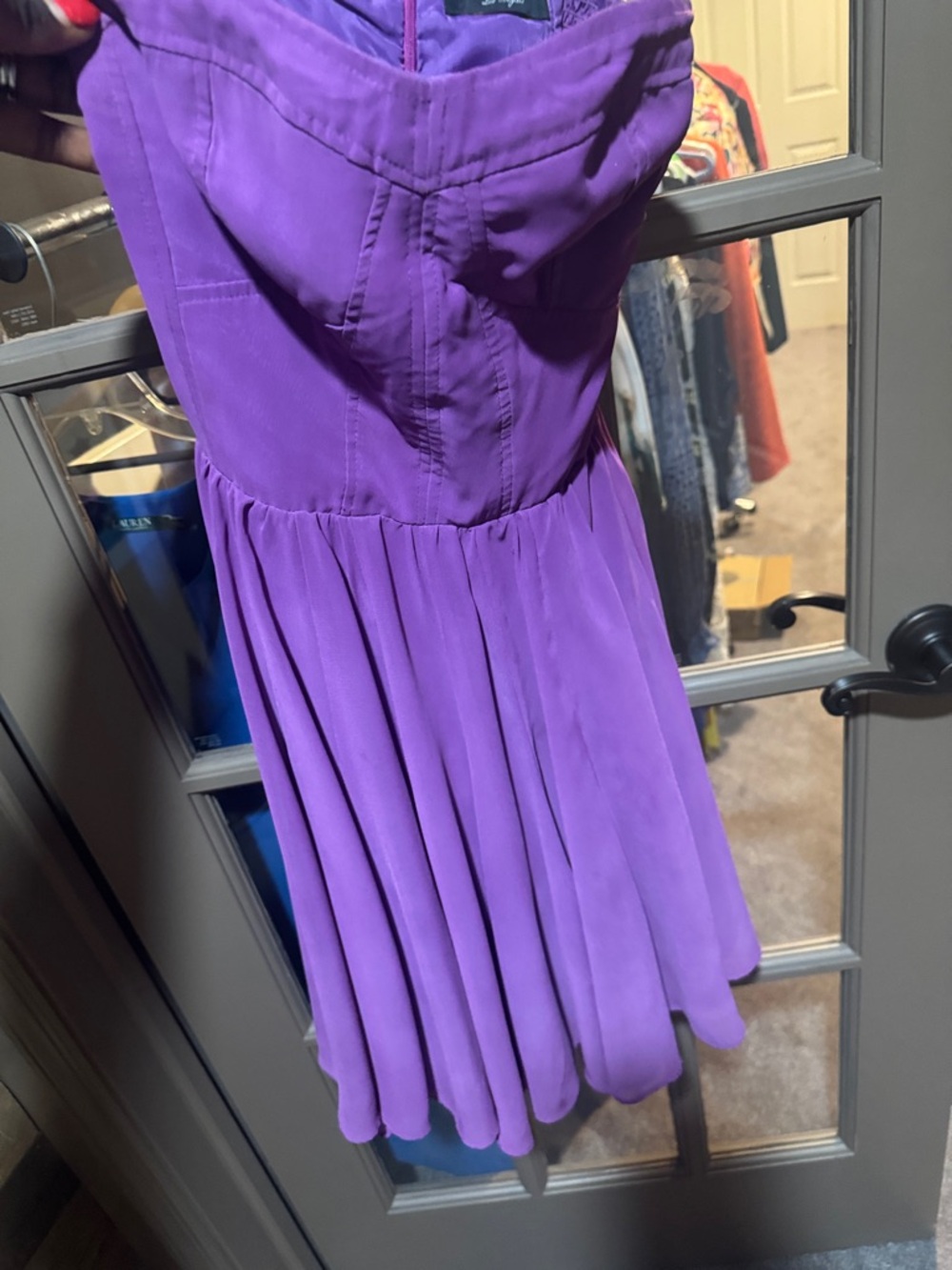 Guess Purple Strapless Pleated Party Dress